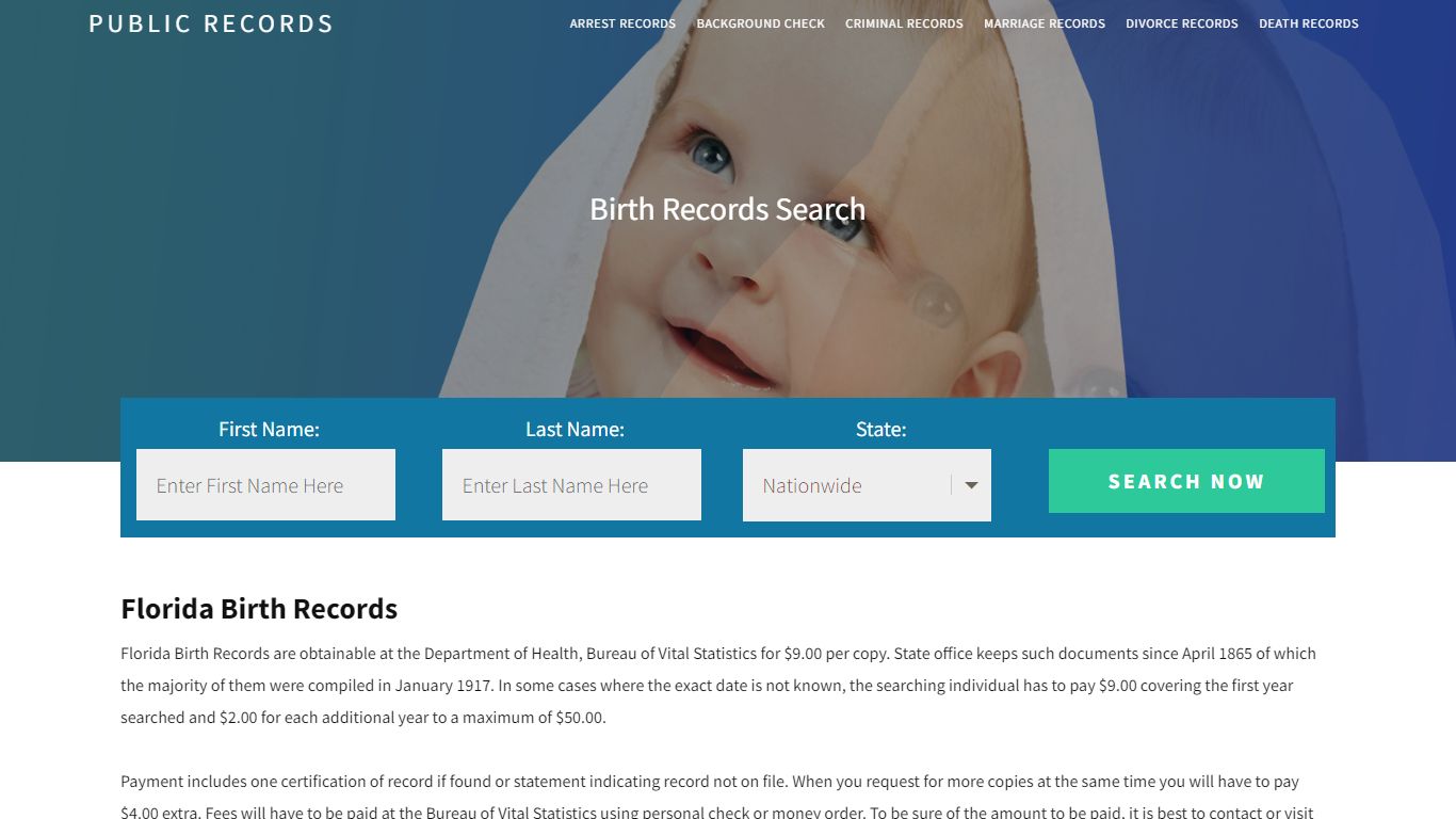 Florida Birth rRecords | Enter Name and Search. 14Days Free